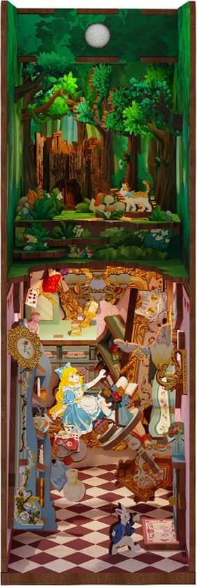 Book Nook Alice au Pays des Merveilles en bois lumineux