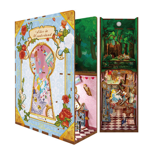 Book Nook Alice au Pays des Merveilles en bois lumineux