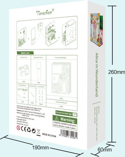 Book Nook Alice au Pays des Merveilles en bois lumineux